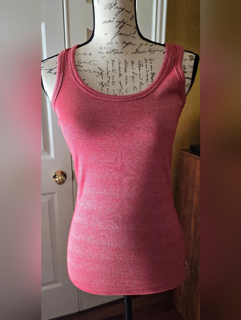 Ribbed Coral Metallic Tank Top Size S/M